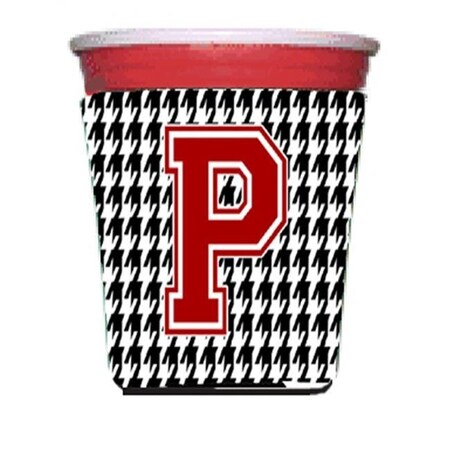 Carolines Treasures Carolines Treasures CJ1021P-RSC Houndstooth Monogram Initial P Red Solo Cup  Hugger CJ1021P-RSC
